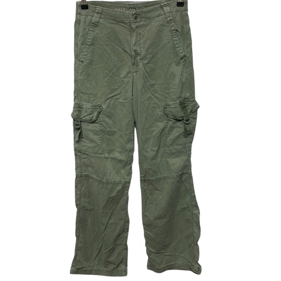 American Eagle Outfitters Pants - American Eagle Stretch Cargo Pants Womens 6 WIde Leg Strap D Ring Military Cargo